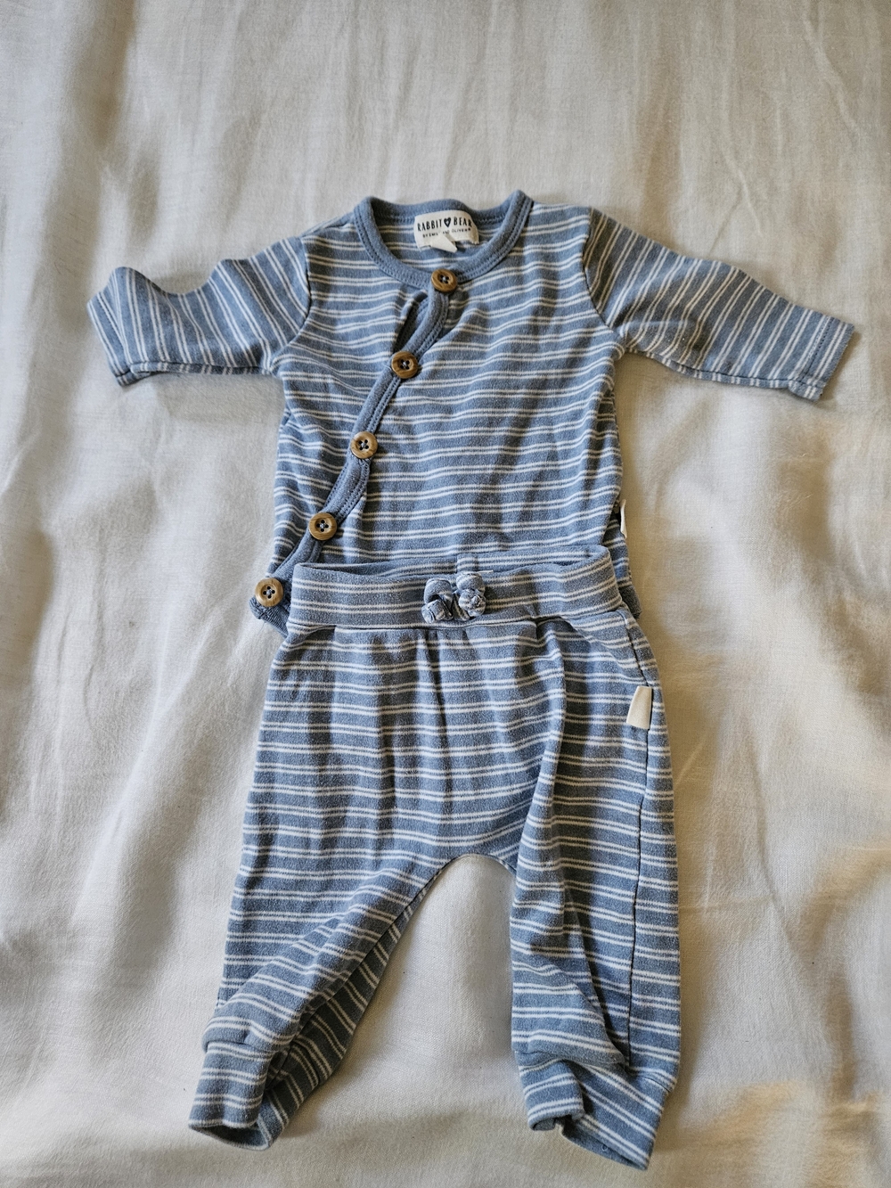 Organic Cotton Striped Infant One-Piece And Matching Pants Set 0-3 Months